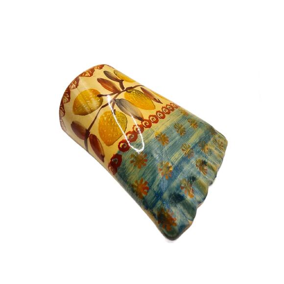 Vintage Italica ARS Pottery Wall Pocket Hand Painted Italy Tuscan Decor - Picture 6 of 11